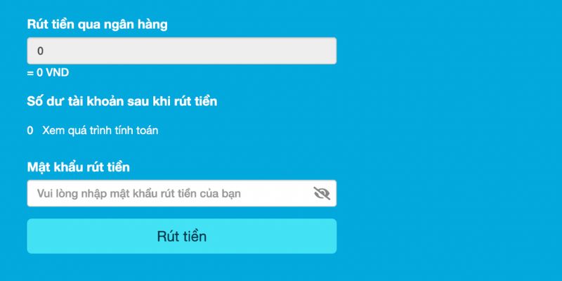 Điền thông tin ngân hàng sau khi đặt mật khẩu rút tiền Hi88